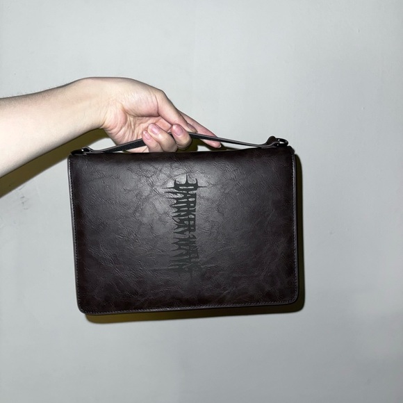 darker wavs warp spiral sketchbook + brown leather shoulder carrying case holder - Picture 3 of 4